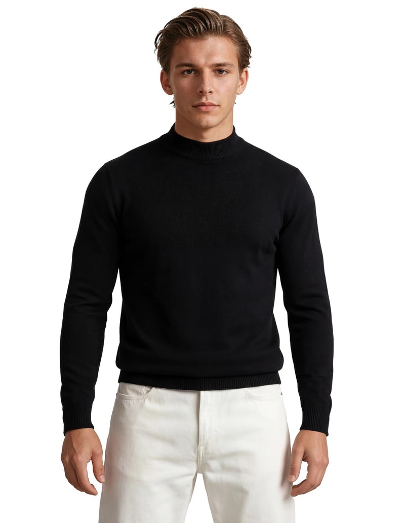 X RAY Mens Mock Neck Sweater, Soft Slim Fit Pullover Top, Basic Mock Neck Sweater for Men, Black, Small - Image 1